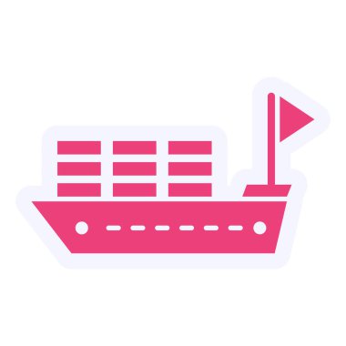 Ship cargo icon illustration, simple web 