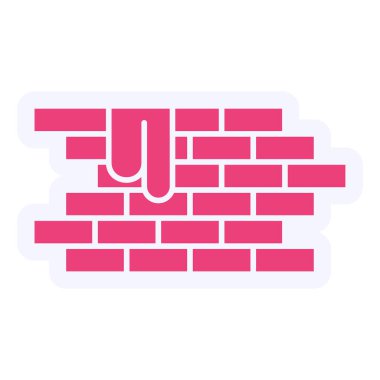 brick wall with bricks icon, vector illustration. 