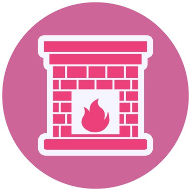 Şömine. Web simgesi basit illüstrasyon