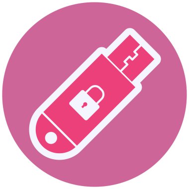 Güvenli Flash Sürücü Vektör Kabartma Simgesi Tasarımı