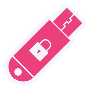 Güvenli Flash Sürücü Vektör Kabartma Simgesi Tasarımı