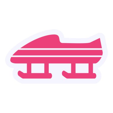 pink Bobsledding vector illustration, simple flat design