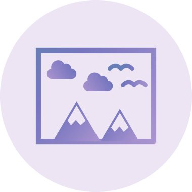 beautiful mountains. web icon. Painting 