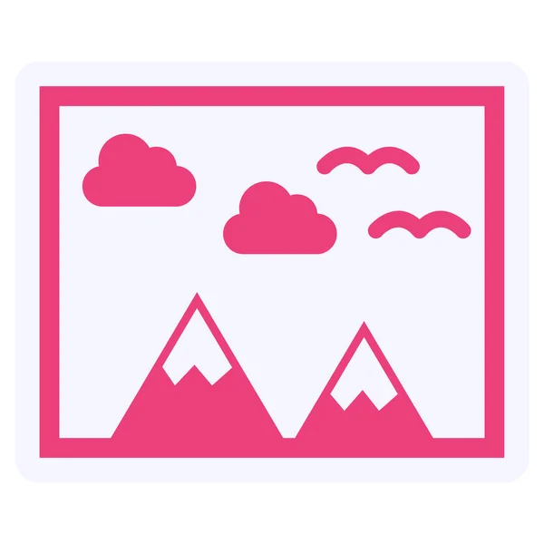 Beautiful Mountains Web Icon Painting — Stockvektor