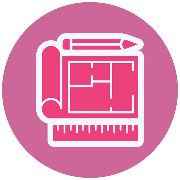 Vector Illustration Construction Education Icon House Plan — ストックベクタ