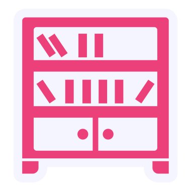 Kitap rafı. Web simgesi basit illüstrasyon