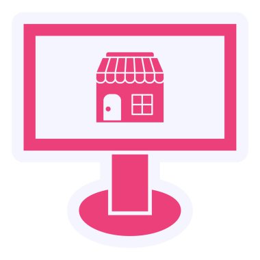 Çevrimiçi Depo Vektörü Glyph Simgesi Tasarımı 