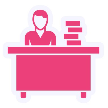 man at desk, reception desk. simple illustration