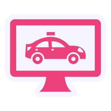 Çevrimiçi Taksi Vektörü Kabartma Simgesi Tasarımı