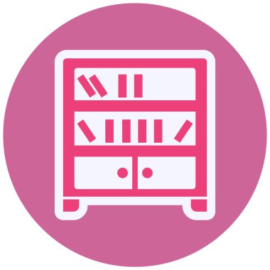 Kitap rafı. Web simgesi basit illüstrasyon