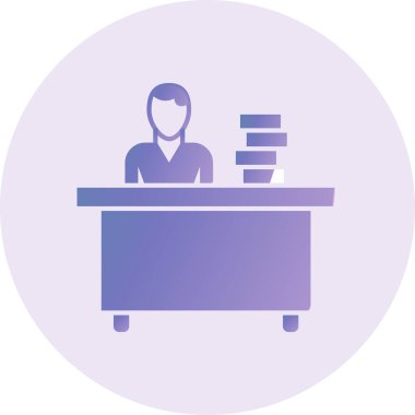 man at desk, reception desk. simple illustration
