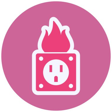 Ateş Elektrik Vektörü Kabartma Simgesi Tasarımı 