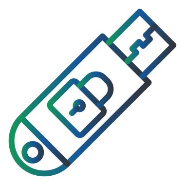 Güvenli Flash Sürücü Vektör Kabartma Simgesi Tasarımı