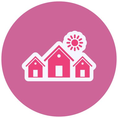 Mahalle. Web simgesi basit illüstrasyon