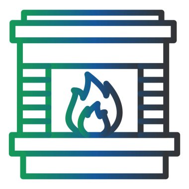 Fireplace icon, simple web illustration 