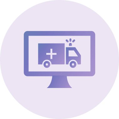 Çevrimiçi Ambulans Vektörü Glyph Simge Tasarımı