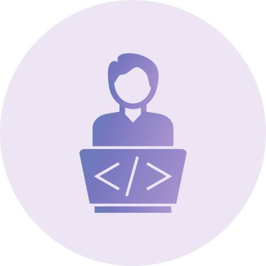 Designer with laptop icon, vector illustration