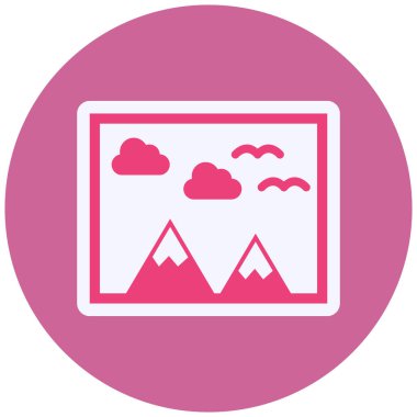 beautiful mountains. web icon. Painting 