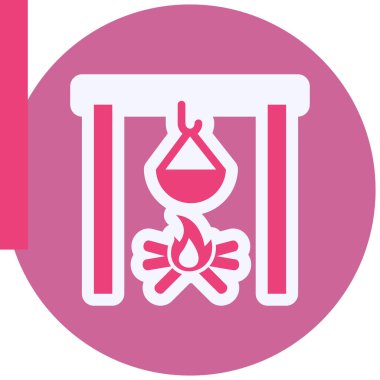 Açık hava aşçılığı. Web simgesi basit illüstrasyon