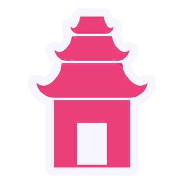 Çin tapınağı ikonu, vektör illüstrasyonu