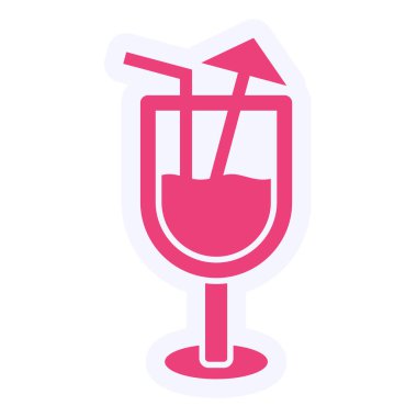 Kokteyl cam ikonu vektör illüstrasyonu 