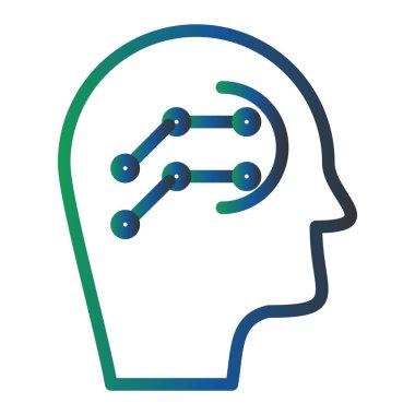 human head with brain. outline illustration of artificial intelligence vector icons for web