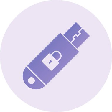 Güvenli Flash Sürücü Vektör Kabartma Simgesi Tasarımı