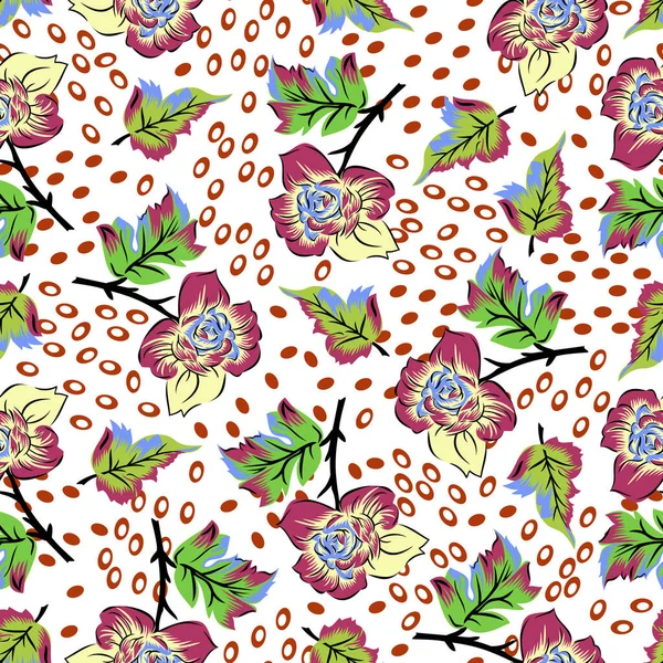 Motif Sans Couture Vectoriel Avec Des Fleurs Colorées Des Papillons — Image vectorielle
