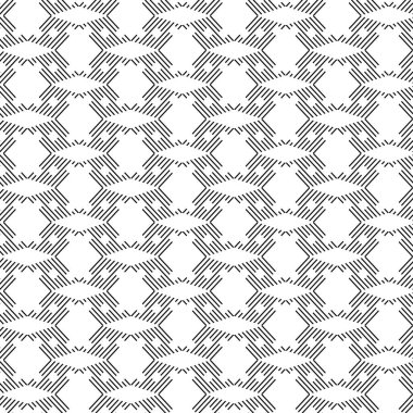 Siyah ve beyaz şekillerin kusursuz deseni. Web ve yazdırma için geometrik vektör çizimi.