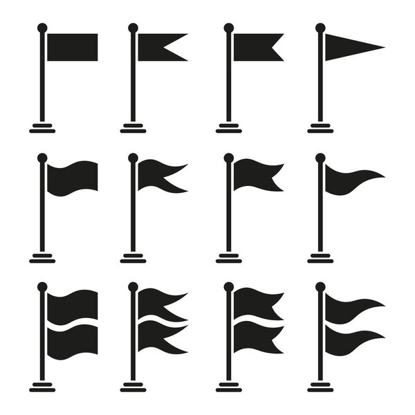 вымпел или флаг векторные иллюстрации пучок, прямые и волнистые, идеально подходит для дизайна флаера, веб-дизайн или в качестве вставки объекта, или просто векторная коллекция