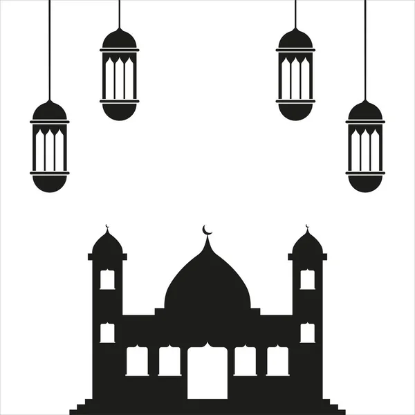 Müslüman temalı el ilanları, sunumlar veya İslam bayramları için mükemmel bir cami ve avize vektör çizimi tasarımı.