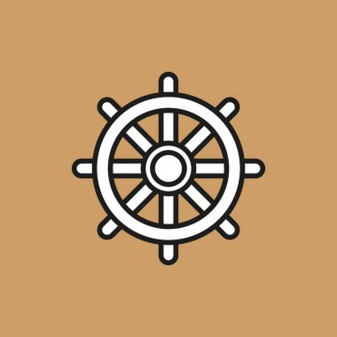 Taşıma etkinliği logoları, web simgeleri veya düğmeleri için çok uygun olan düz vektör gemisi direksiyon çizimi veya simgesi mülkiyet ile ilgili iş amaçları için de kullanılabilir