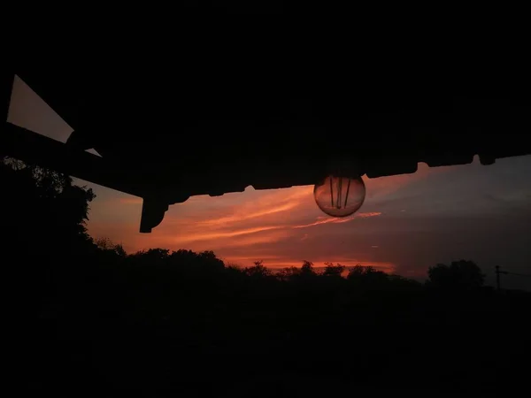 Der Abendhimmel Ist Sehr Schön Die Atmosphäre Ist Gemütlich — Stockfoto