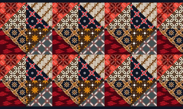 Batik Tambal Jak Sama Nazwa Wskazuje Patchwork Batik Przypomina Mozaikę — Wektor stockowy