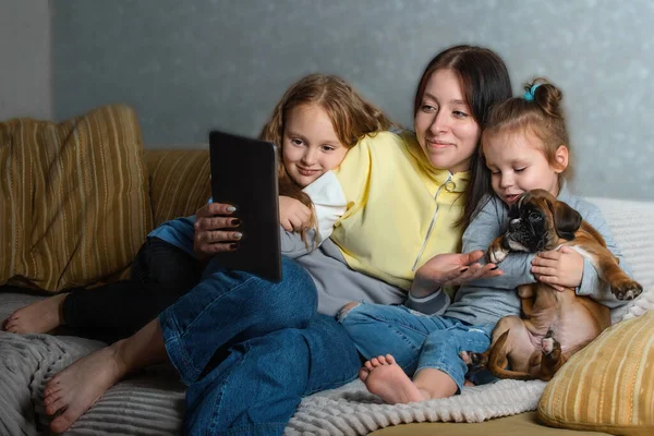 Aile evde arkadaşça internet iletişimiyle eğleniyor.