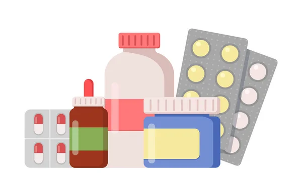 錠剤と白の背景に単離された滴 フラットスタイルの応急処置キット ストックイラスト