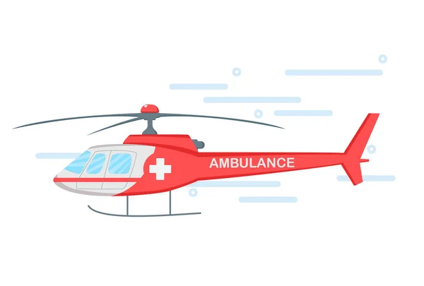 救护车直升机 医疗后送直升机 紧急和紧急服务 平面样式的矢量图解 — 图库矢量图片