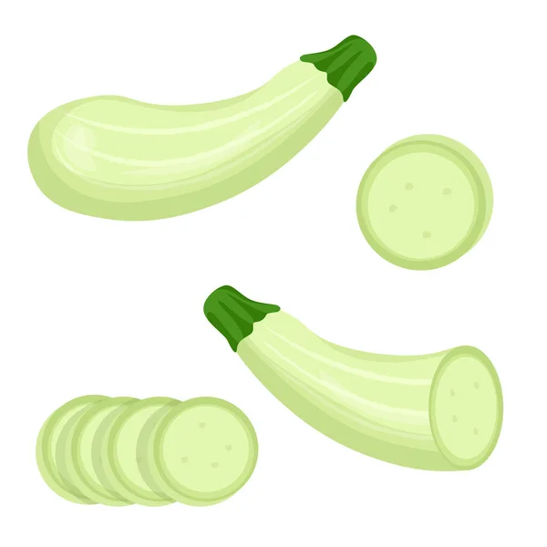 Zucchini Whole Cut Set — Archivo Imágenes Vectoriales