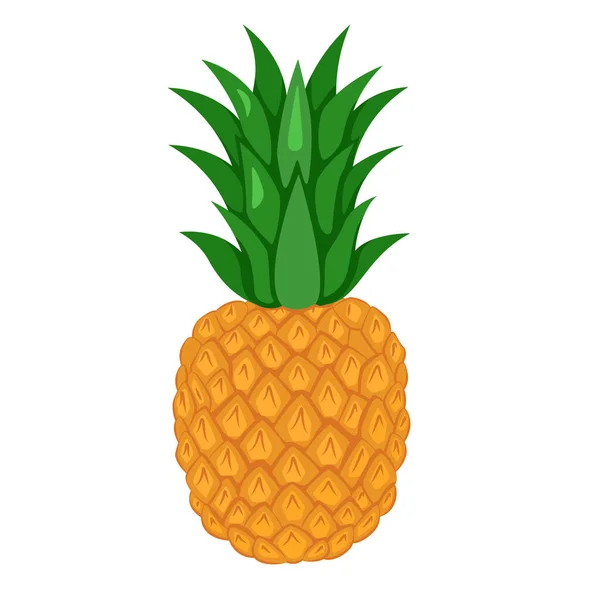 Pineapple Isolated White Background Exotic Fruit Flat Style — Archivo Imágenes Vectoriales