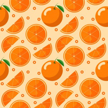 Seamless pattern with oranges. Orange color, flat style.