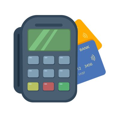Electronic terminal for card payment isolated on white background. flat style.