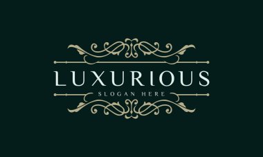 Lüks vintage logo vektörü Simge, lüks, çiçek, dekorasyon