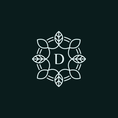 Klasik Monogram Logo Tasarımı. D harfi, lüks, satır, basit, güzellik, vs.