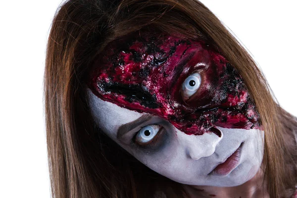 Jong Aziatisch Meisje Make Kunstenaar Een Zombie Halloween Concept — Stockfoto