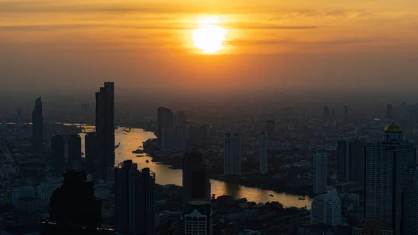 Metropolitan City Surrounded Dust Smoke Pollution Bangkok Thailand Sun Light — Stock Photo, Image