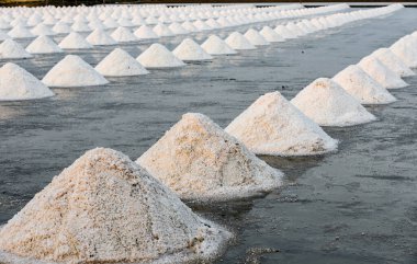 Akşam Tayland 'da Samut Songkhram' da çiğ tuz