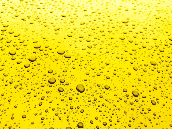 Sfondo Astratto Gocce Acqua Giallo Pieno Colore Effetti Bianco Equilibrio — Foto Stock