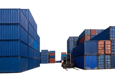 shipping container warehouse on white background isolate, 
