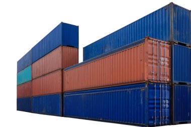 shipping container stack on white background isolet for cargo transportation 