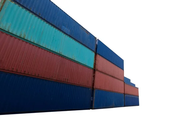 Group Objects Raw Container Shipping Warehouse Stacking Coloured White Background — 스톡 사진